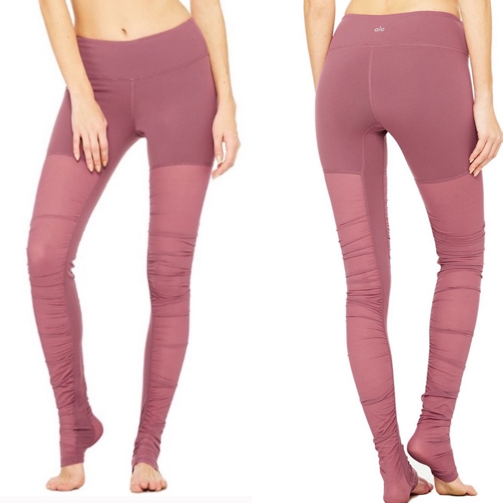 Alo Yoga Mesh Goddess Mauve Tights Leggings